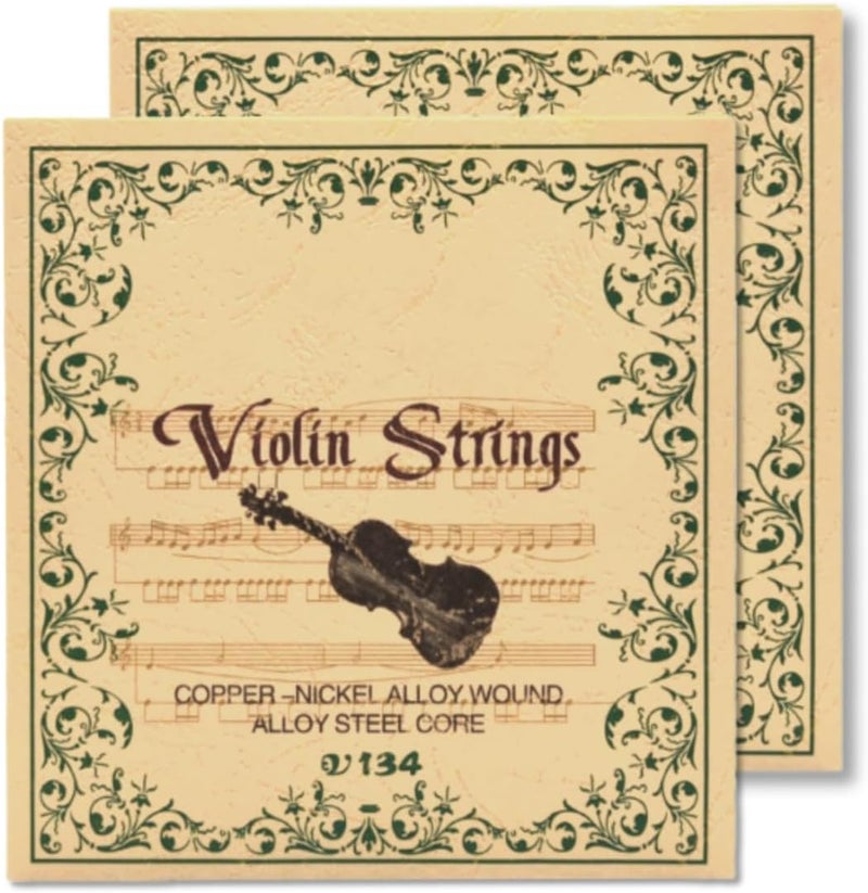 Cheerock 2 Sets Violin Strings, Universal Nickel-plated Steel Strings G-D-A-E for 4/4 3/4 1/2 1/4 Size Violins, Medium Tension with Ball End, Responsive, Improve Tone & Playability - Image 1
